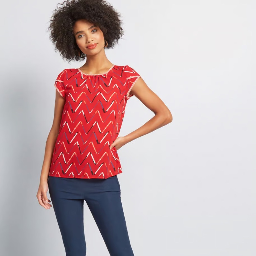 ModCloth Cute and Collected Chiffon Top